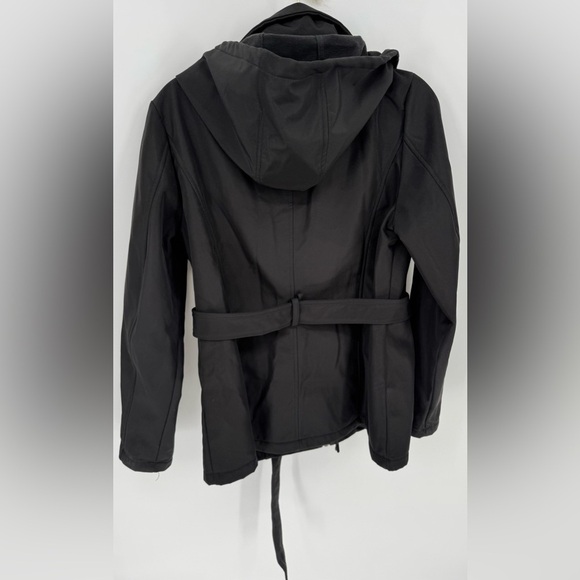 Sebby Belted Women's Zip/Button Hooded Utility Jacket - Picture 3 of 12